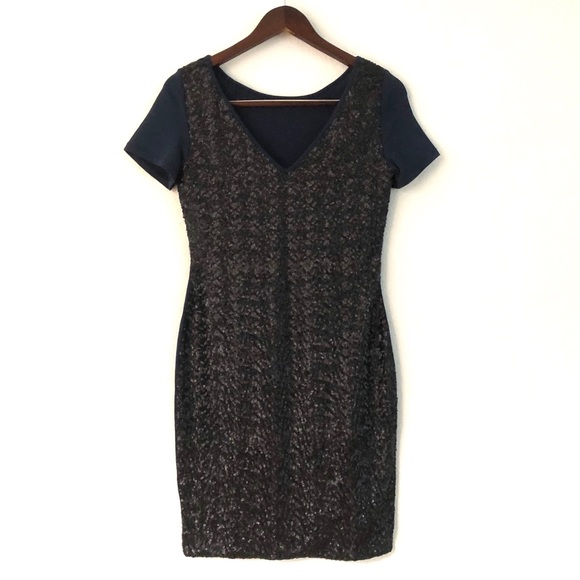 Reiss Amber Sequin Back Knit Sheath Bodycon Dress - Picture 7 of 11